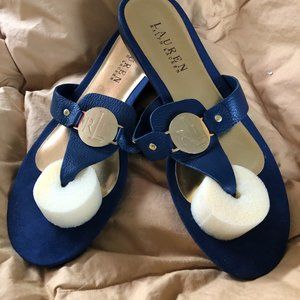 Lauren by Ralph Lauren Classic Navy Leather Sandals